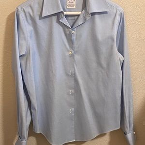 Brooks Brothers woman’s blouse, semi-fitted 6 petite non-iron, French knot cuffs